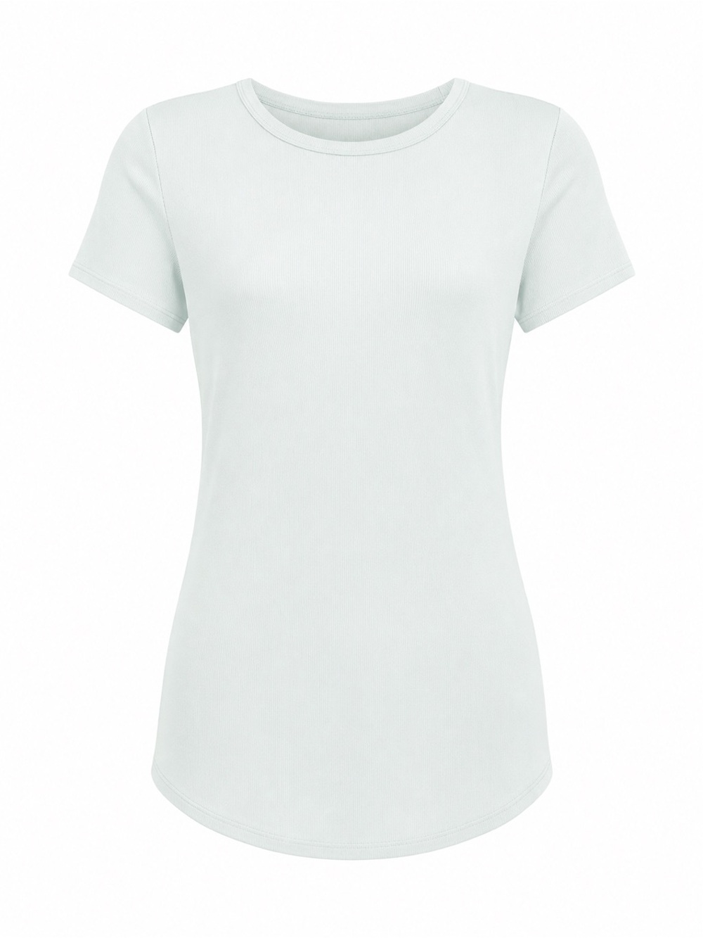 Anrabess Woman’s Light Blue Crew deck Short Sleeve Rib Knit Top Size S Stretch